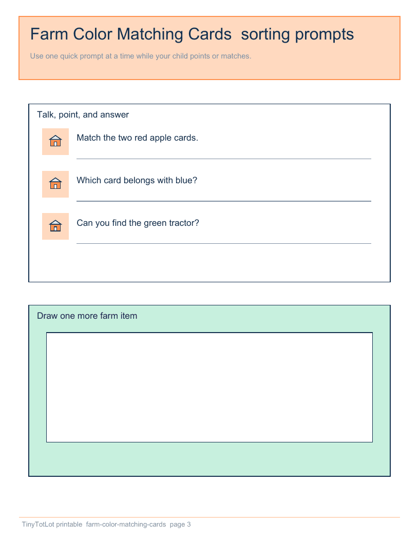 Farm Color Matching Cards — actual PDF page 3 of 3