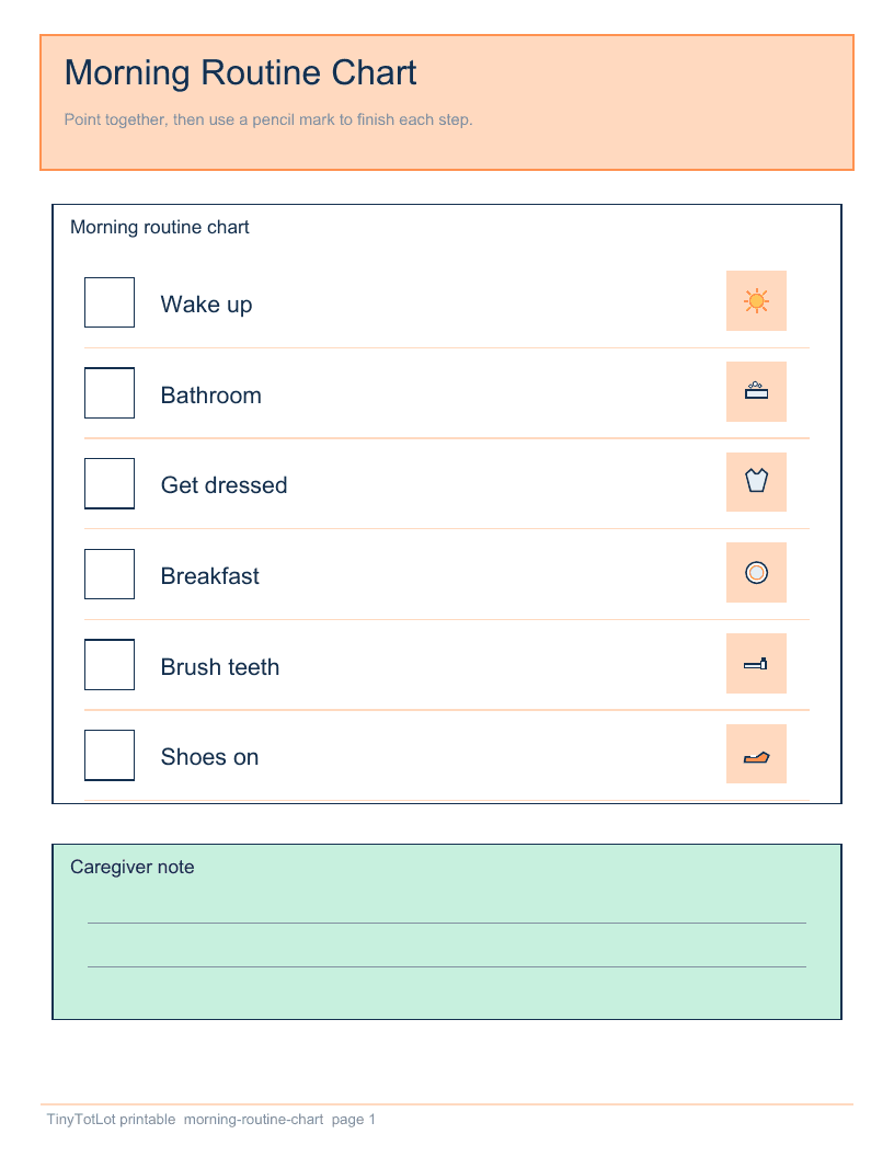 Morning Routine Chart — actual PDF page 1 of 2